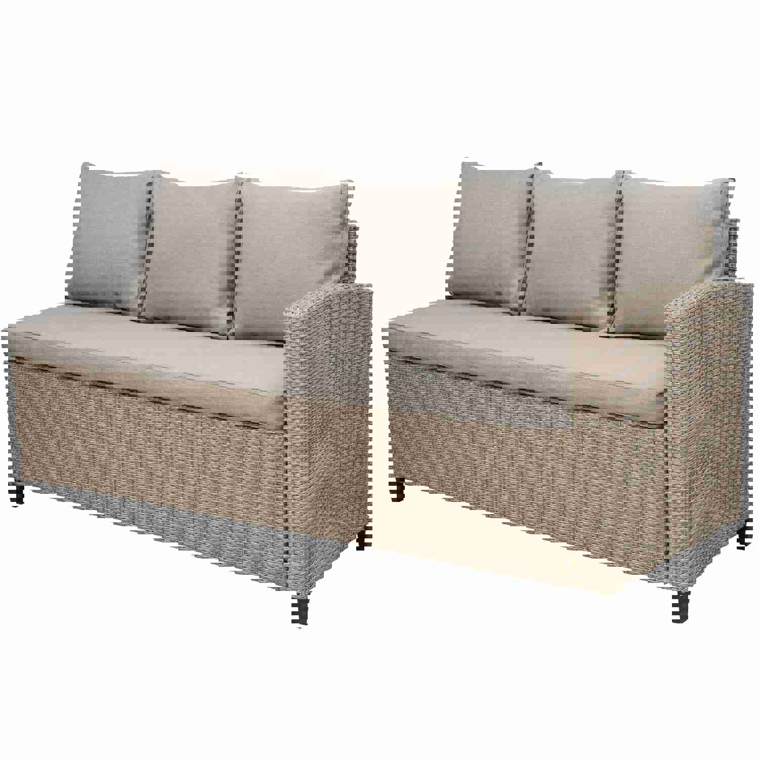 U_STYLE 5-Piece Outdoor Patio Furniture Set with Ottoman and Throw Pillows