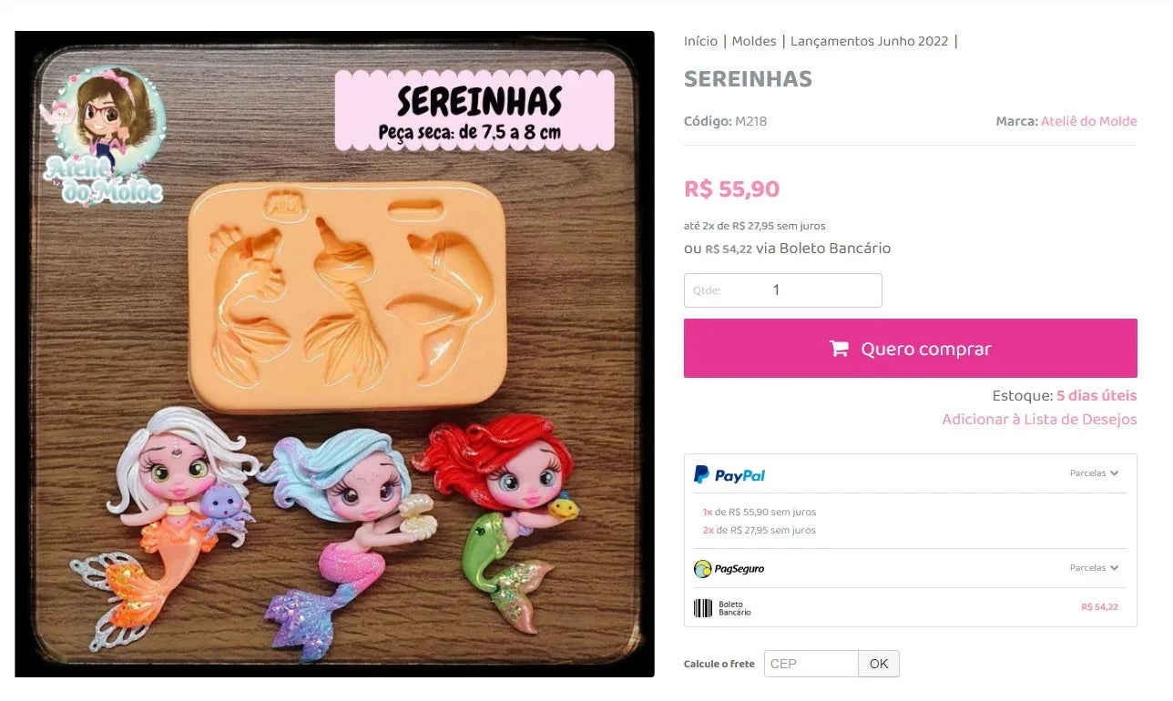 7-Piece Silicone Mold Kit for DIY Crafts - Ballet, Fairy, Mermaid, and More