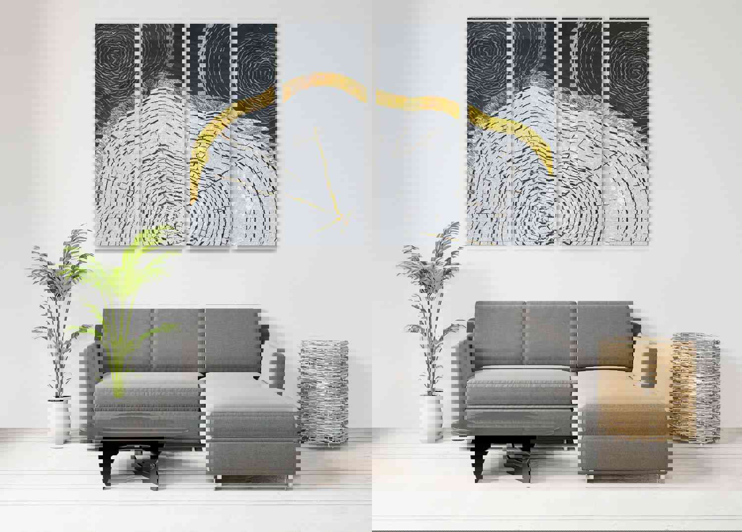 Gold and Black Abstract Canvas Wall Art - Modern Oversize Painting for Bedroom, Living Room, Kitchen, Office