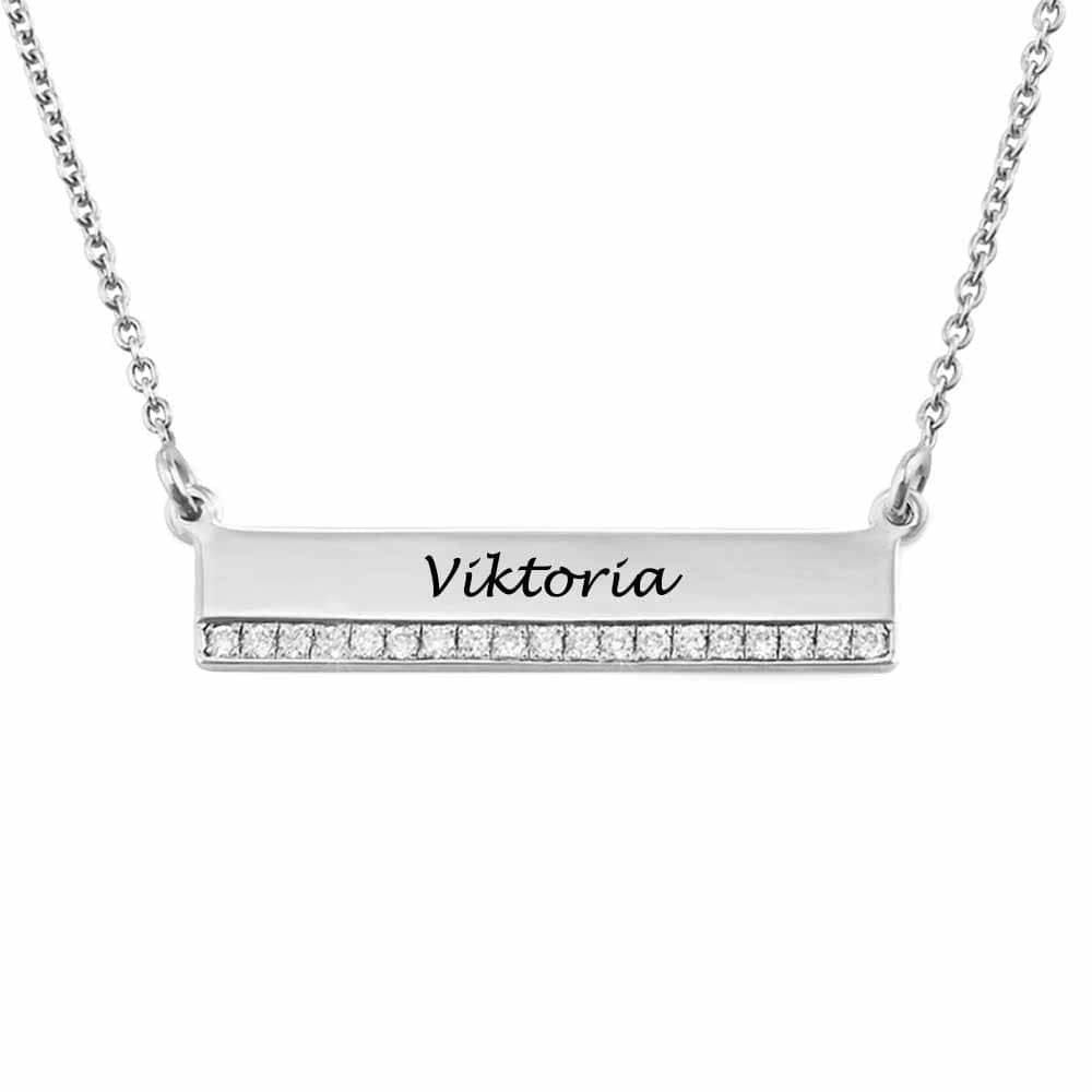 Custom Text Diamond Necklace Personalized Silver Name Jewelry for Mother's Day Gift