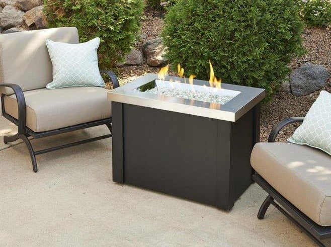 OGC Stainless Steel Providence Rectangular Gas Fire Pit Table