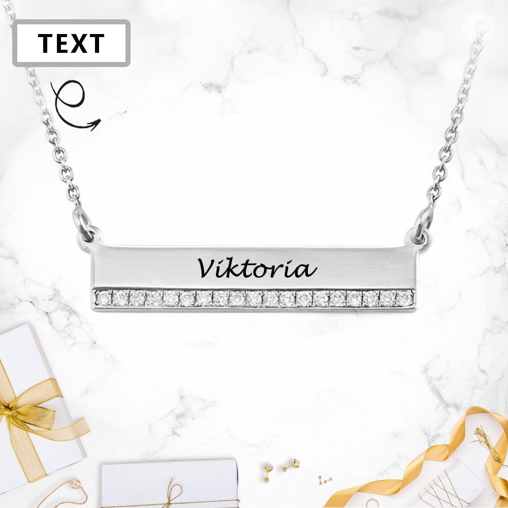 Custom Text Diamond Necklace Personalized Silver Name Jewelry for Mother's Day Gift