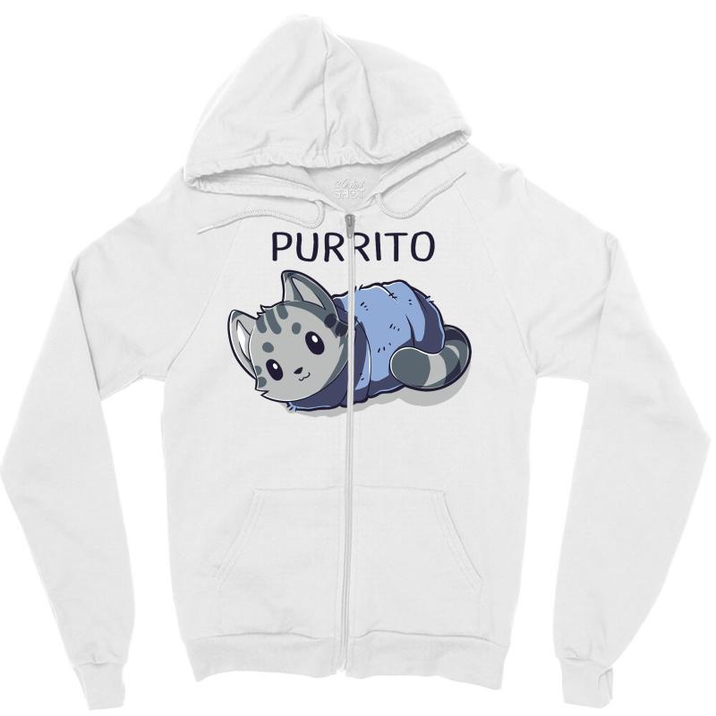 Blanket Purrito Zipper Hoodie - Soft Unisex Hoodie by MDK ART