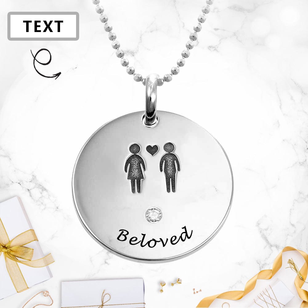 Custom Text Couples Necklace Personalized Silver Name Necklace Jewelry for Mother's Day Gift