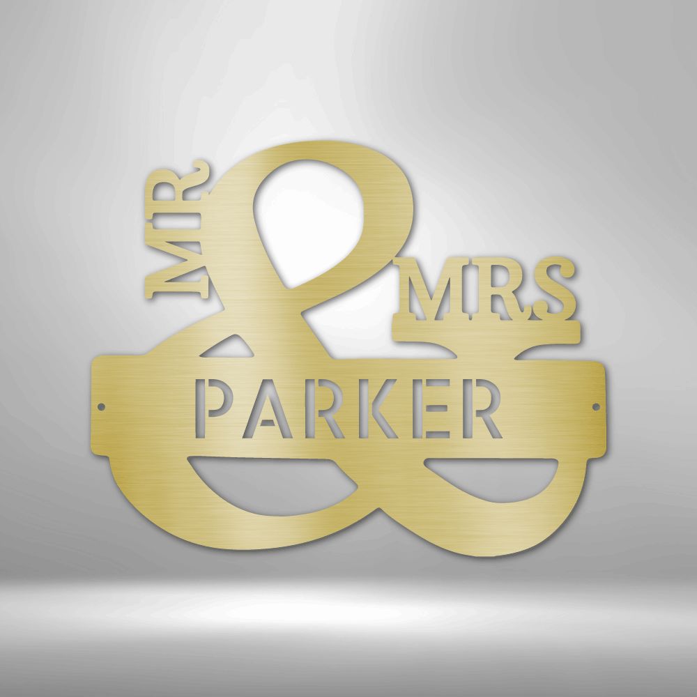 Personalized Mr. and Mrs. Monogram Metal Wall Decor - Wedding & Anniversary Gift