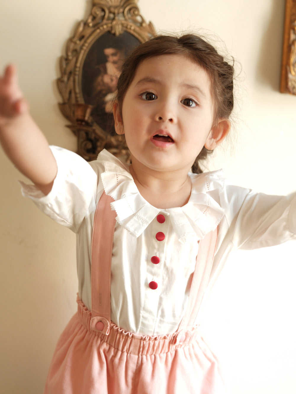 Girls Medium Sleeve Shirt and Shorts Two-Piece Set