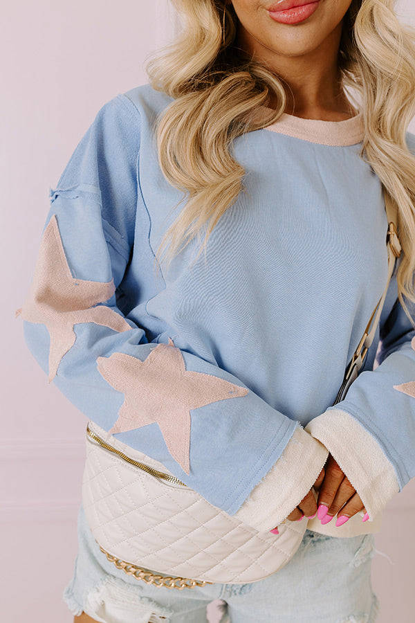 Starry Sky Soiree Sweatshirt - Stylish Casual Wear with Star Patches