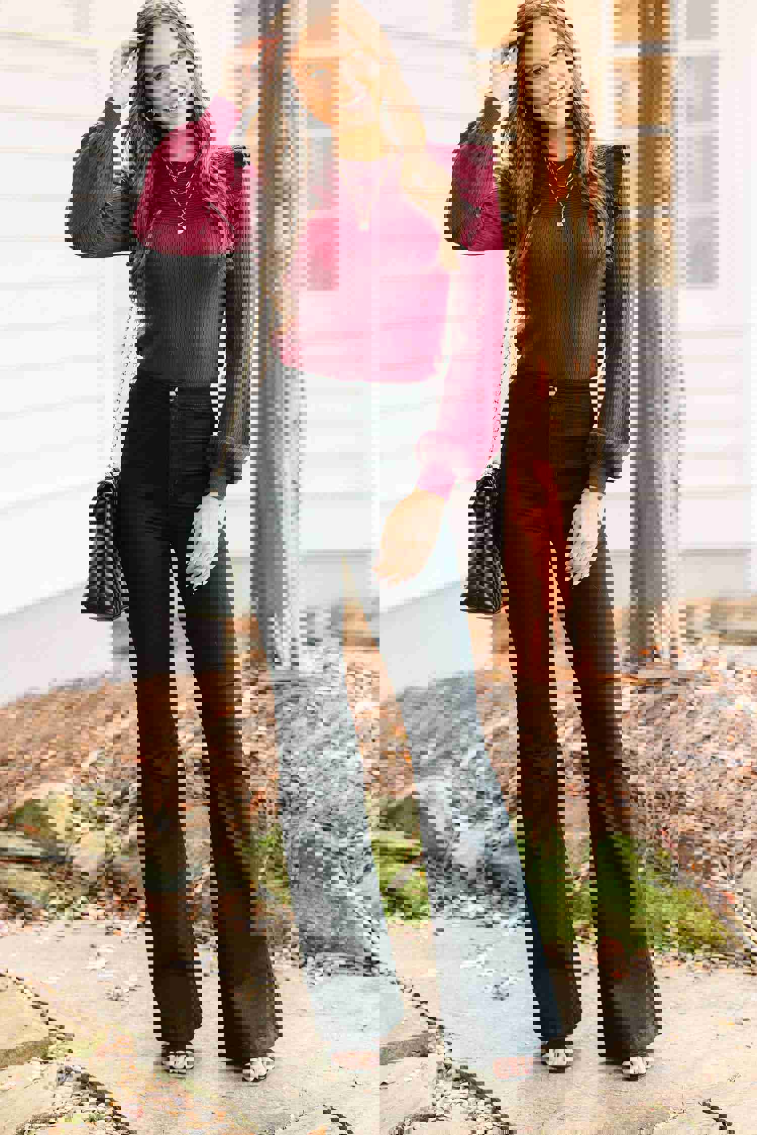 Reach Out Wine Red Ruffled Sweater