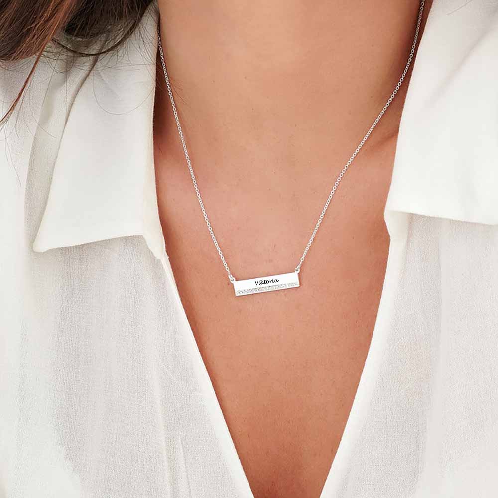 Custom Text Diamond Necklace Personalized Silver Name Jewelry for Mother's Day Gift