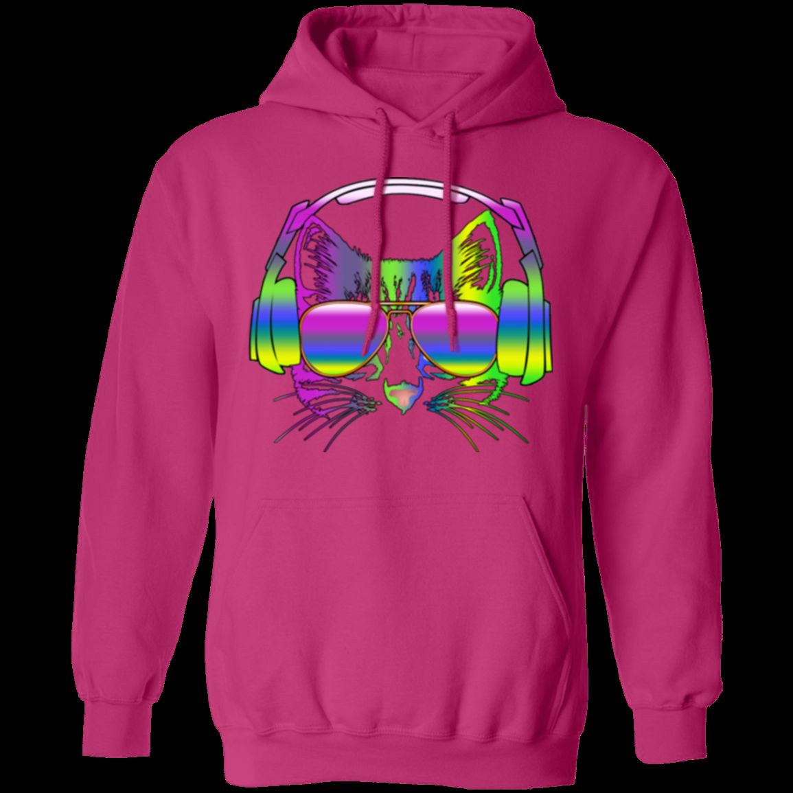 RAINBOW MUSIC CAT LADIES Pullover Hoodie - 8 oz Unisex Comfort Wear