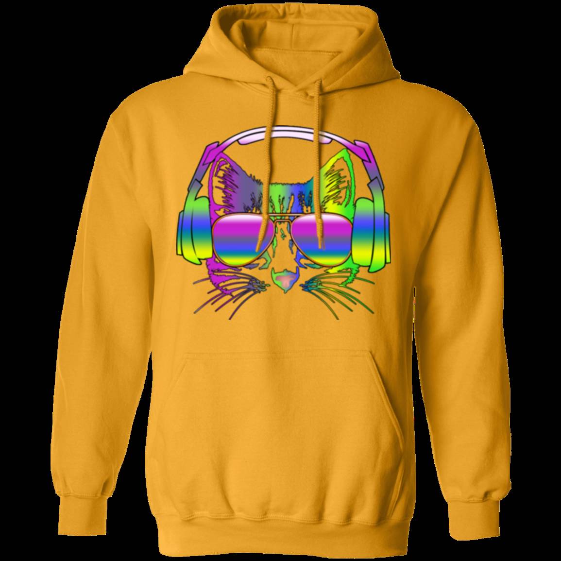RAINBOW MUSIC CAT LADIES Pullover Hoodie - 8 oz Unisex Comfort Wear