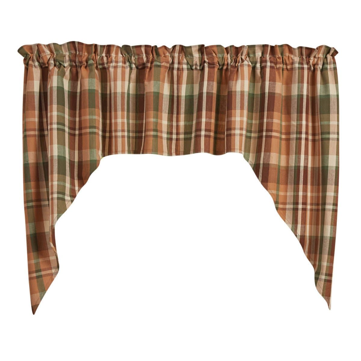 Woodbourne Swag Pair 36 Long Unlined Plaid in Brown, Rust, Tan and Green