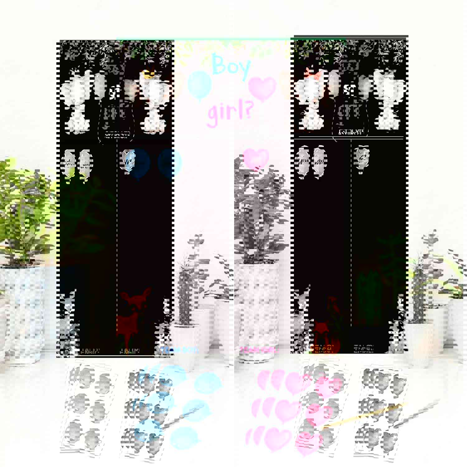 Gender Reveal Team Voting Game Poster Board With Stickers for Baby Shower and Birthday Party