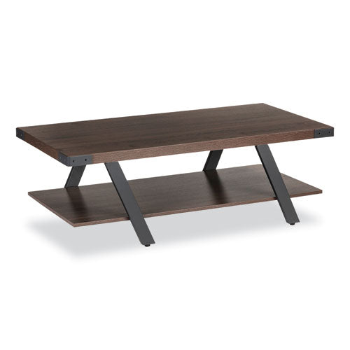 Safco Mirella™ Coffee Table - Rectangular 48x23.75x16 with Southern Tobacco Top and Black Base