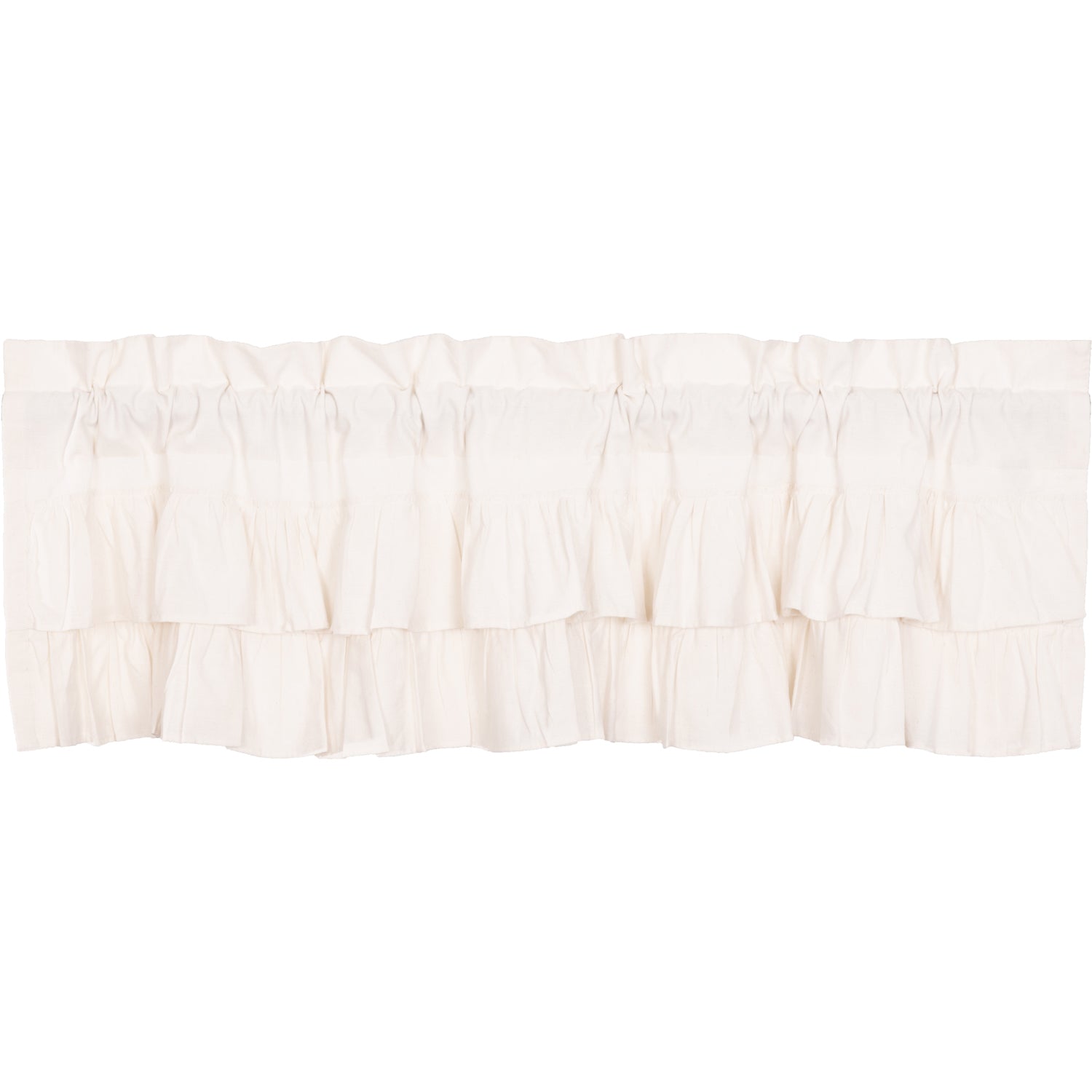 Simple Life Flax Antique White Ruffled Valance 16x60 - Farmhouse Style Cotton Linen Blend