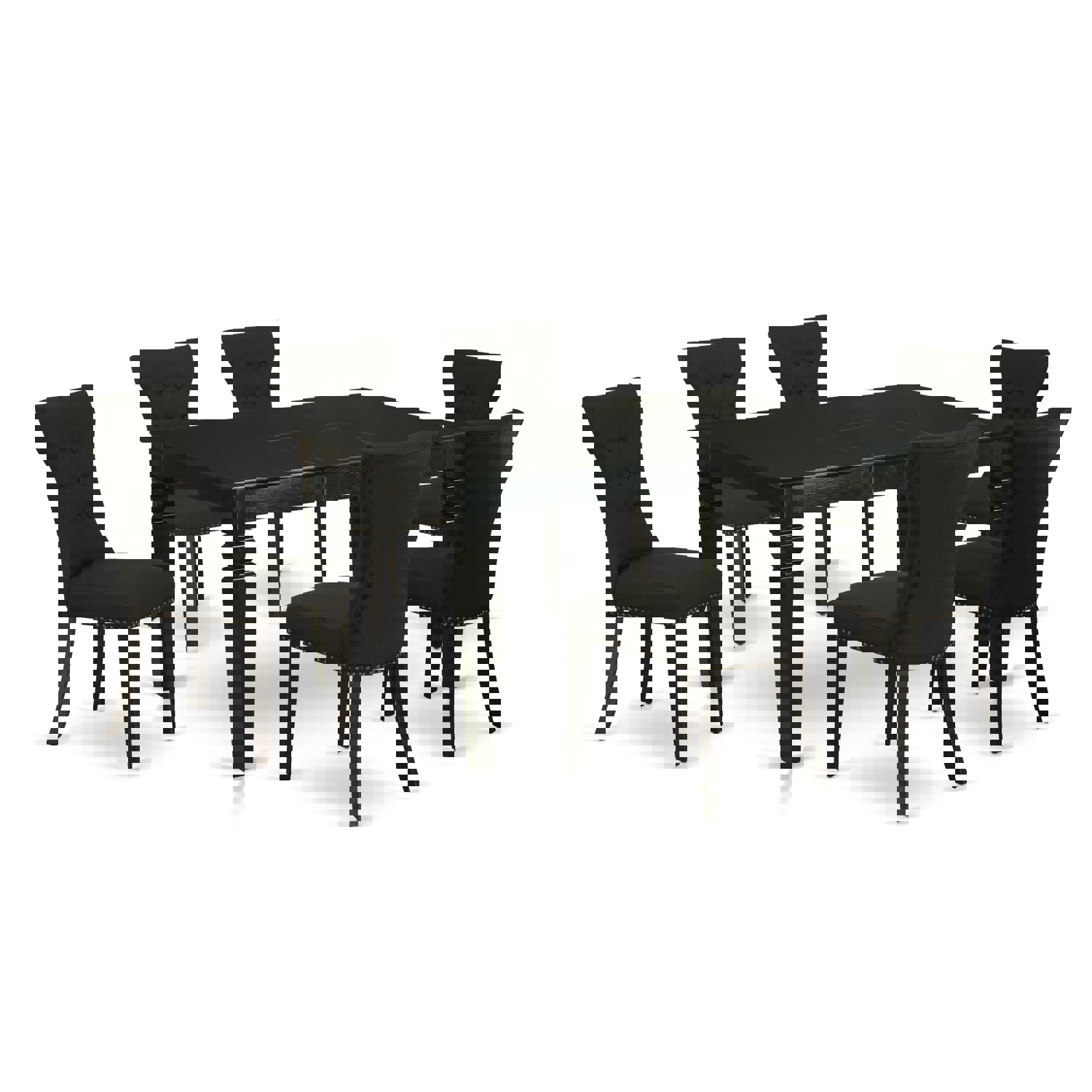 East West Furniture WEGA7-BLK-24 7-Piece Kitchen Table Set with 6 Black Linen Fabric Parsons Dining Chairs