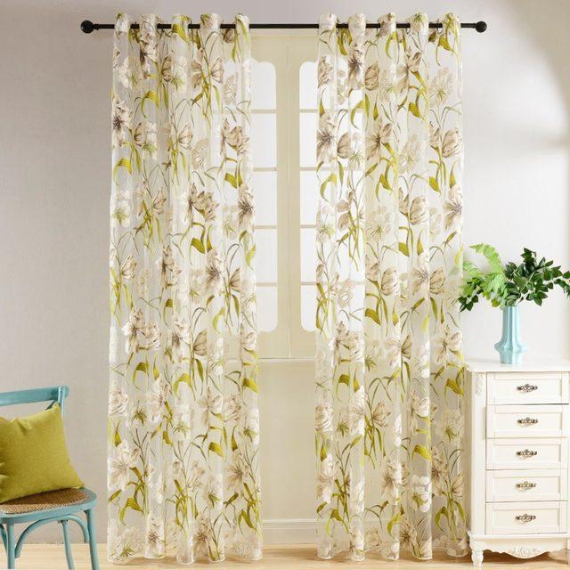 Tropical Flower Sheer Curtain for Soft Lighting and Privacy