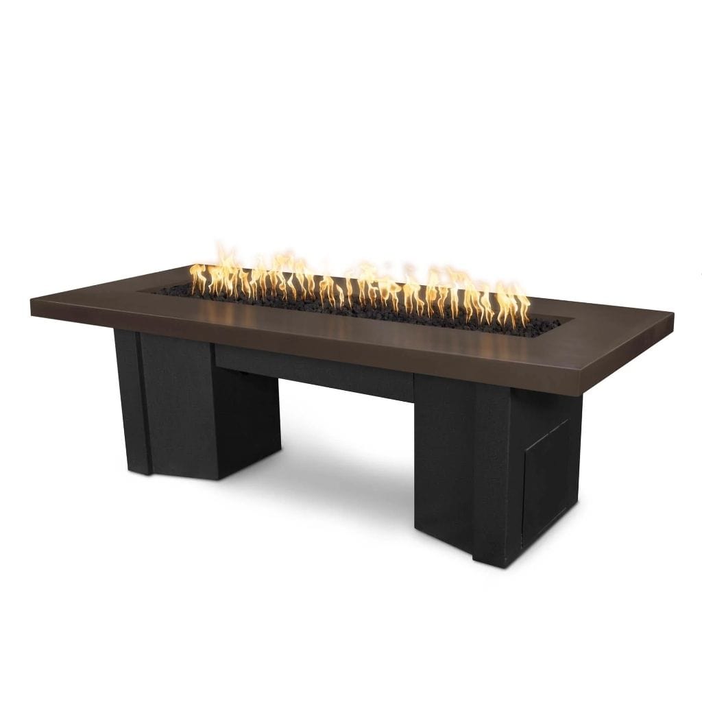 The Outdoor Plus 60 Alameda GFRC Smooth Concrete Top Rectangle Natural Gas Fire Pit Table - Match Lit