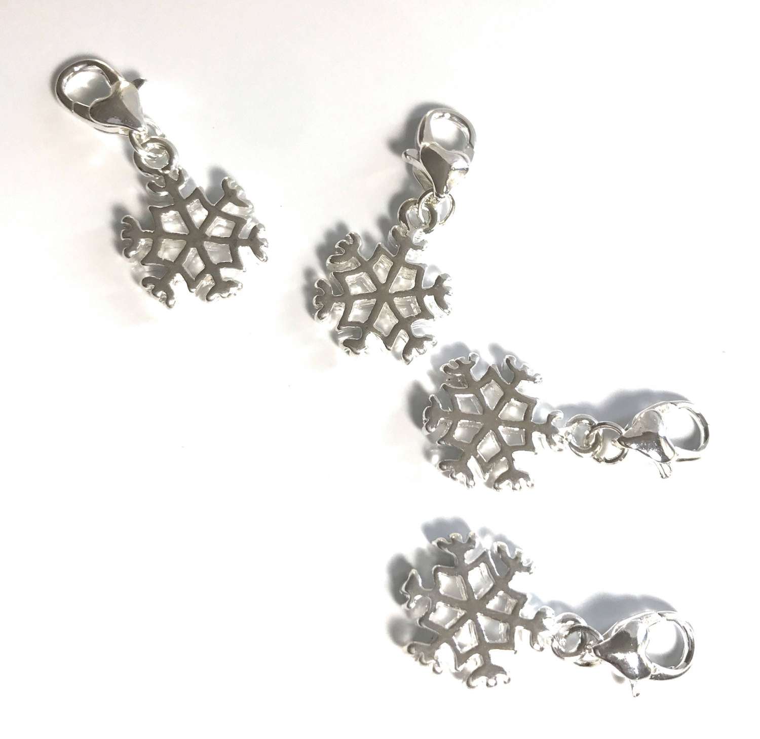 Silver Plated Snow Flake Christmas Clip On Charm for DIY Jewelry Making