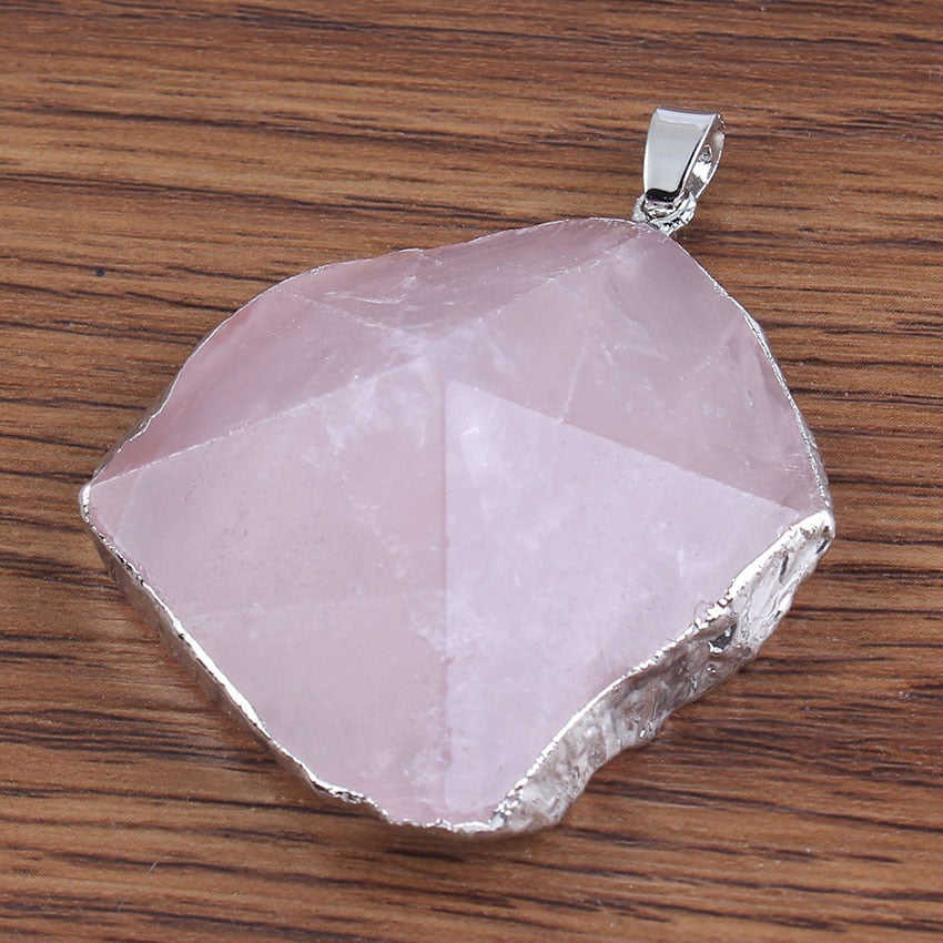 Natural Gnergy Gemstone Silver Plated Healing Crystal Quartz Pendant Jewelry