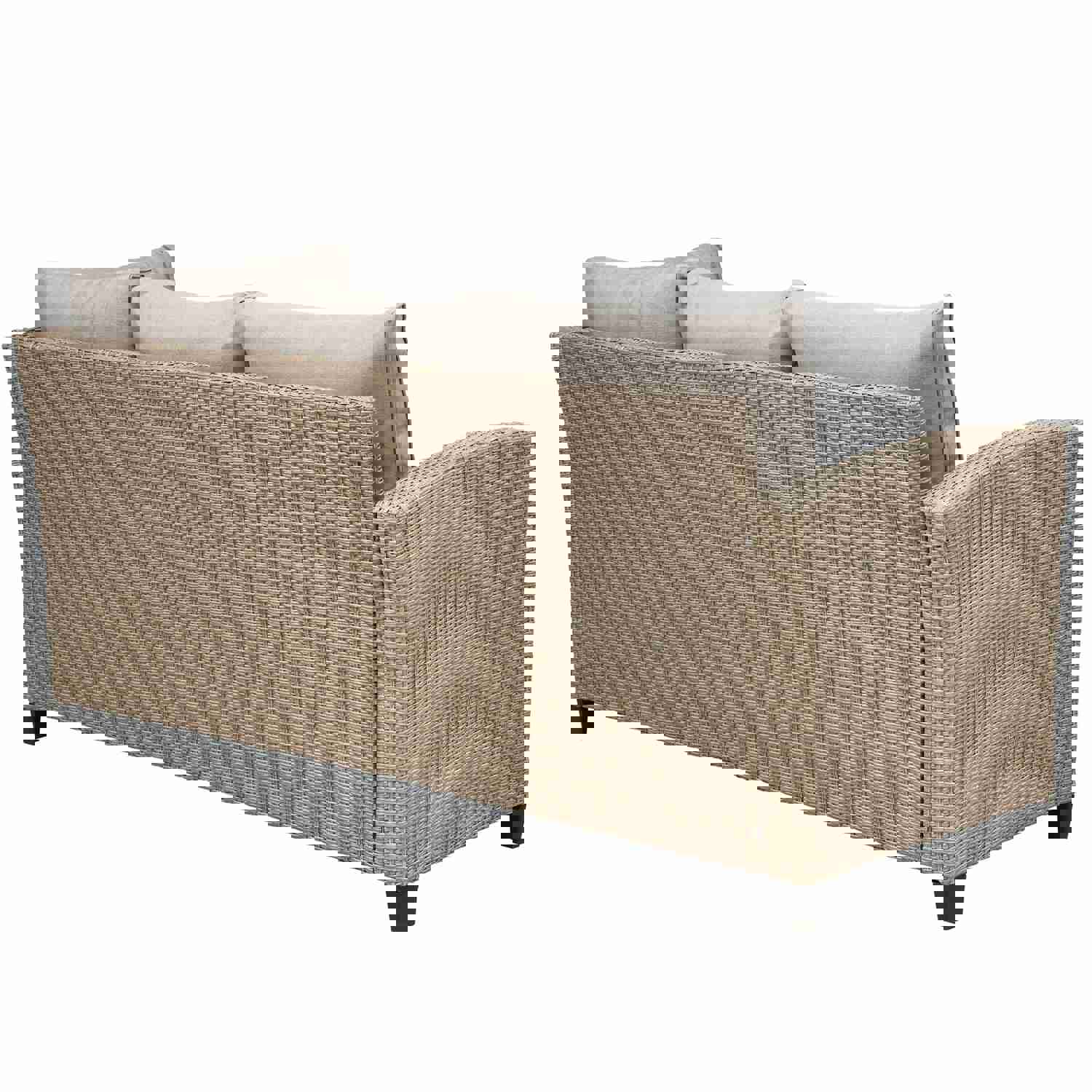 U_STYLE 5-Piece Outdoor Patio Furniture Set with Ottoman and Throw Pillows