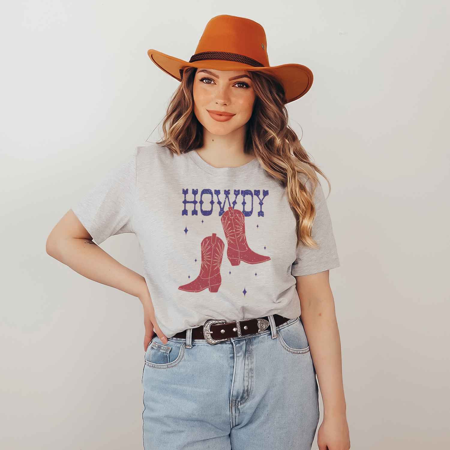 Fourth of July Howdy Western Cowgirl Boots T Shirt