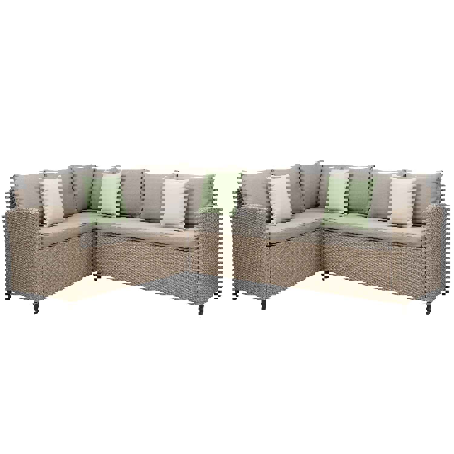 U_STYLE 5-Piece Outdoor Patio Furniture Set with Ottoman and Throw Pillows