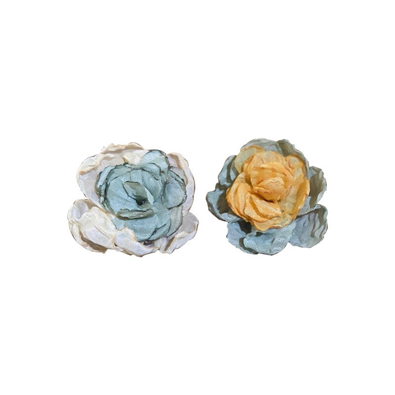 Korea Design Sweet Colorful Cloth Flower Earrings for Women