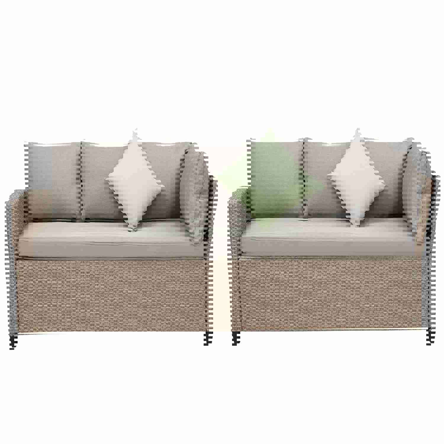 U_STYLE 5-Piece Outdoor Patio Furniture Set with Ottoman and Throw Pillows