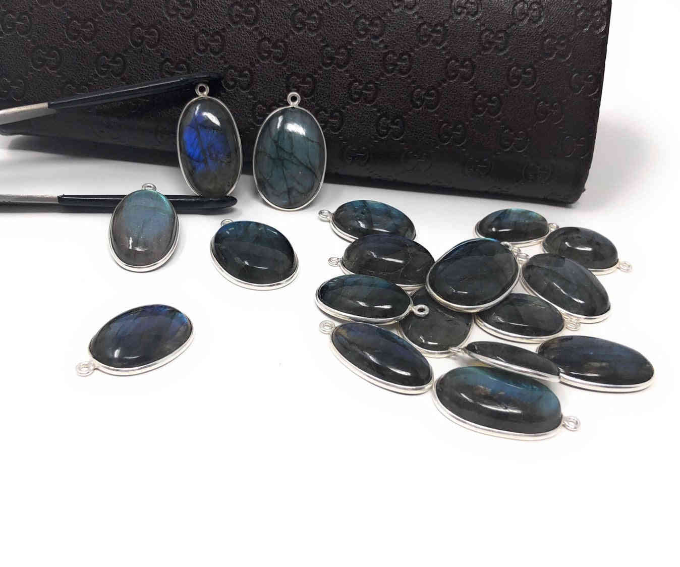 10Pcs/13Pcs Labradorite Gemstone Charms, Sterling Silver Bulk Charms for DIY Jewelry Making