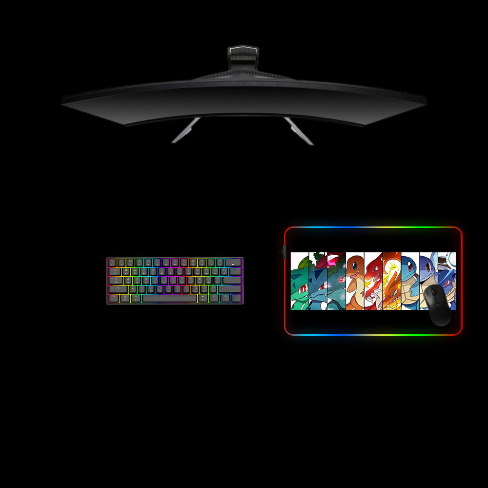 Pokemon Evolution Design RGB Gaming Mouse Pad with LED Strip