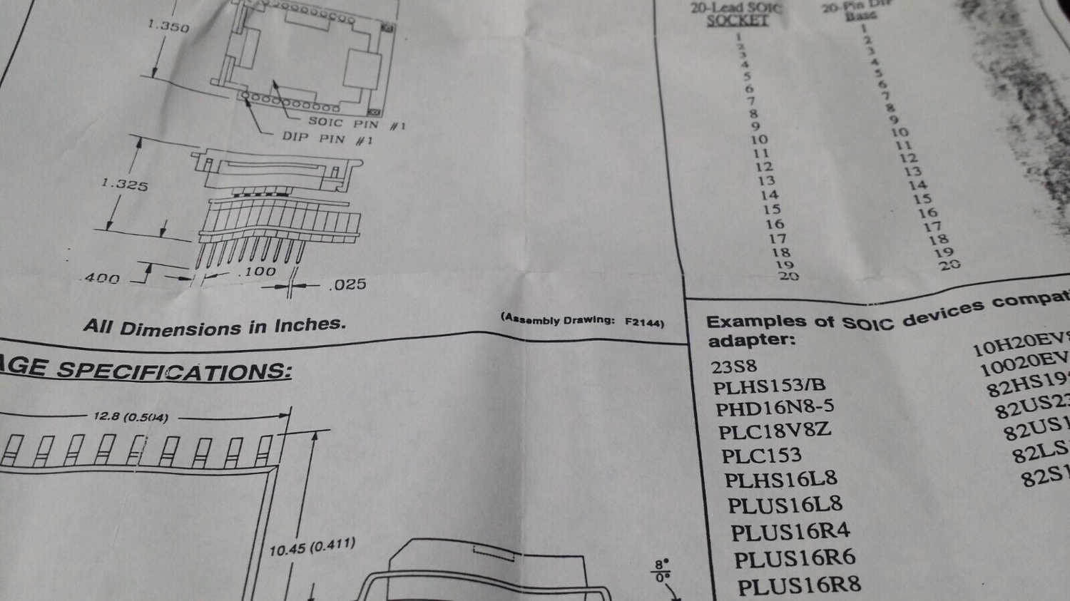 202001S300 Emulation Technology Adaptor Socket AS-20-20-01S-3/6