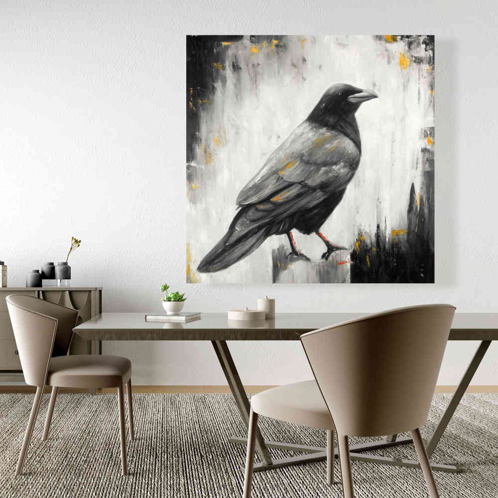 Crow Bird Fine Art Gallery Wrapped Canvas 36x36