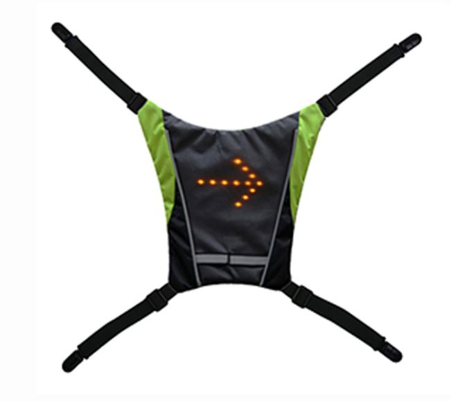 USB Rechargeable Reflective Vest Backpack with LED Turn Signal Light Remote Control for Cycling Safety