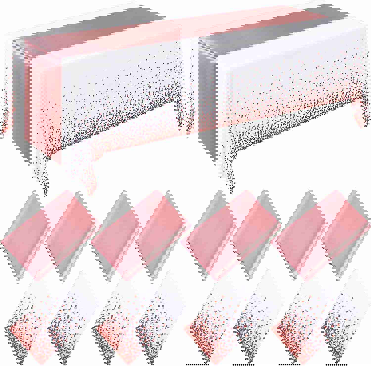 Disposable Plastic Tablecloth Rose Gold 6-Seat Table Cover 108 Inches Satin Table Runner for Wedding Party