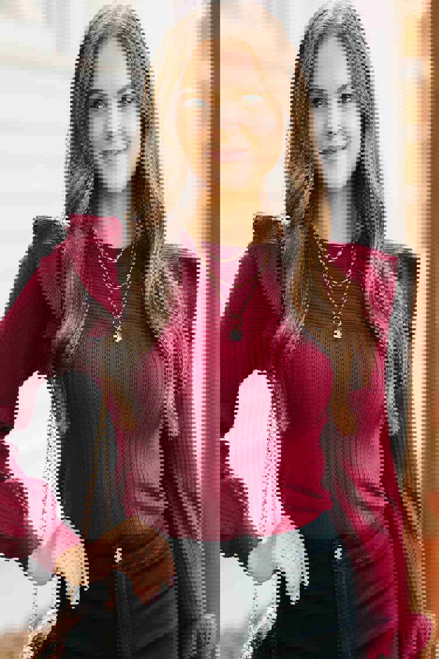 Reach Out Wine Red Ruffled Sweater