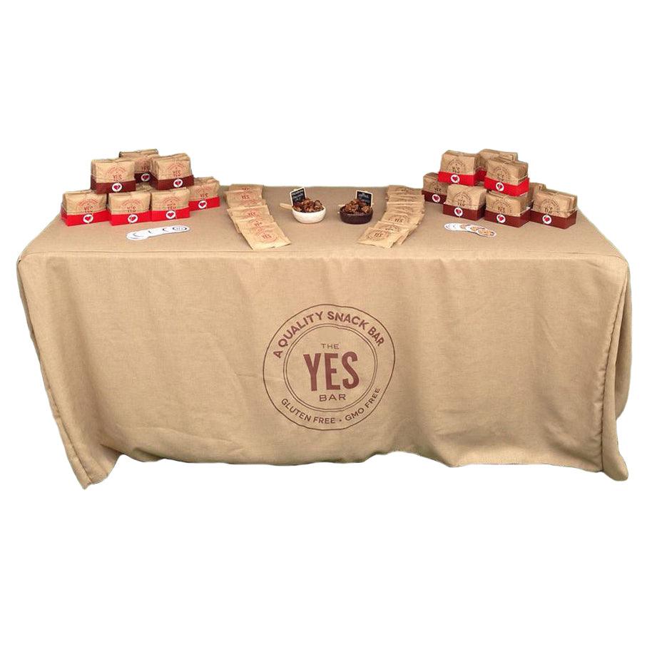 5 Custom Printed Burlap Fitted Table Cover - Single Color Print