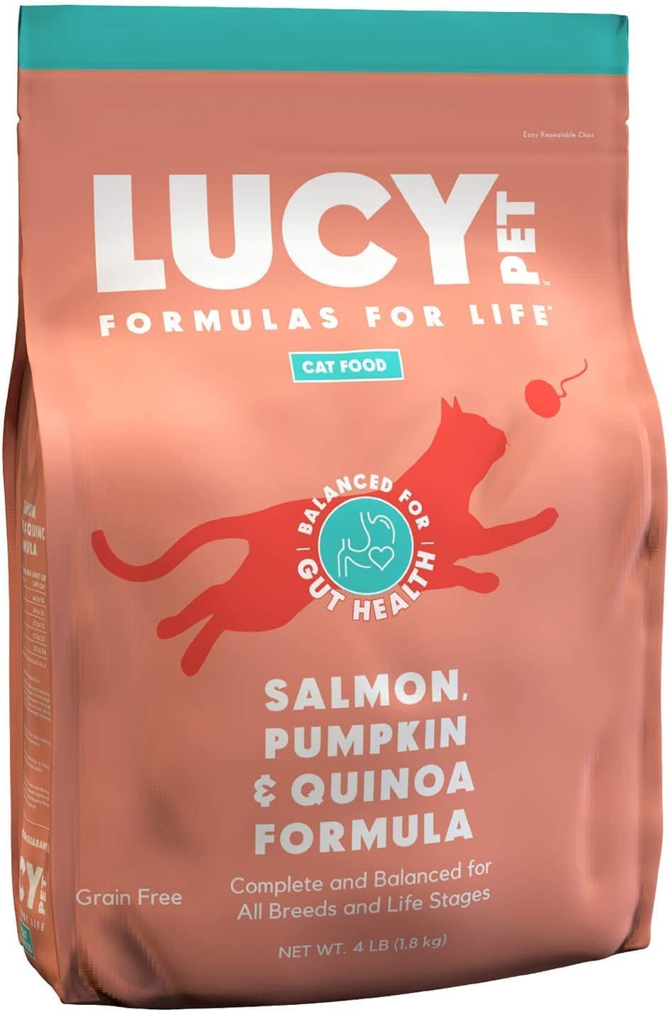 Lucy Pet Salmon, Pumpkin & Quinoa Dry Cat Food - Grain-Free Formula for Digestive Health