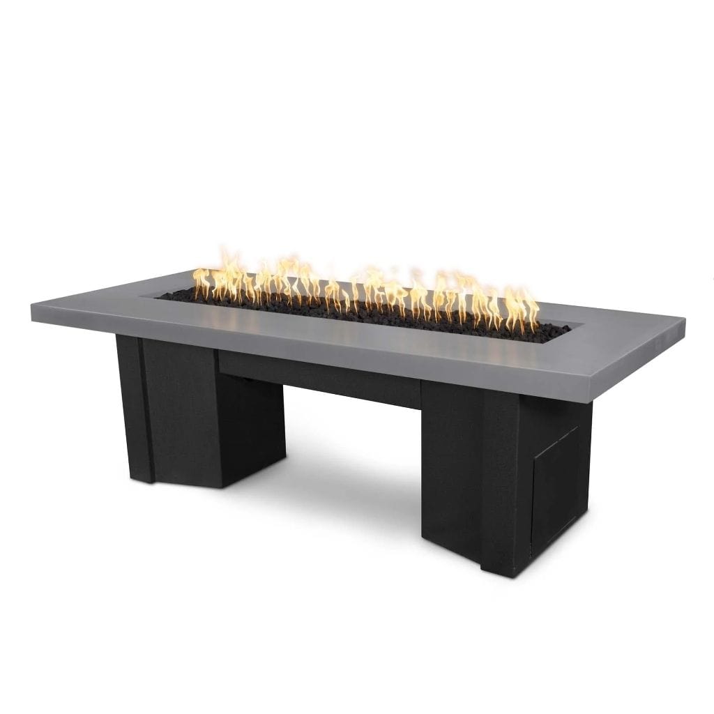 The Outdoor Plus 60 Alameda GFRC Smooth Concrete Top Rectangle Natural Gas Fire Pit Table - Match Lit