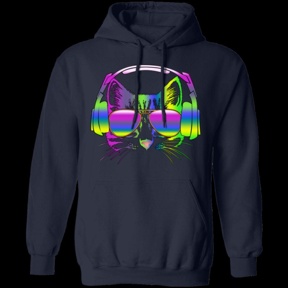 RAINBOW MUSIC CAT LADIES Pullover Hoodie - 8 oz Unisex Comfort Wear