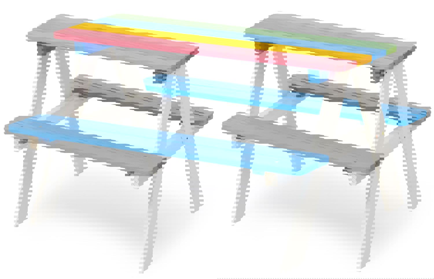 BTExpert Kids Picnic Table Bench for Outdoor, Wooden Table Chair Set for Kids Activity and Sensory Play - Multicolor
