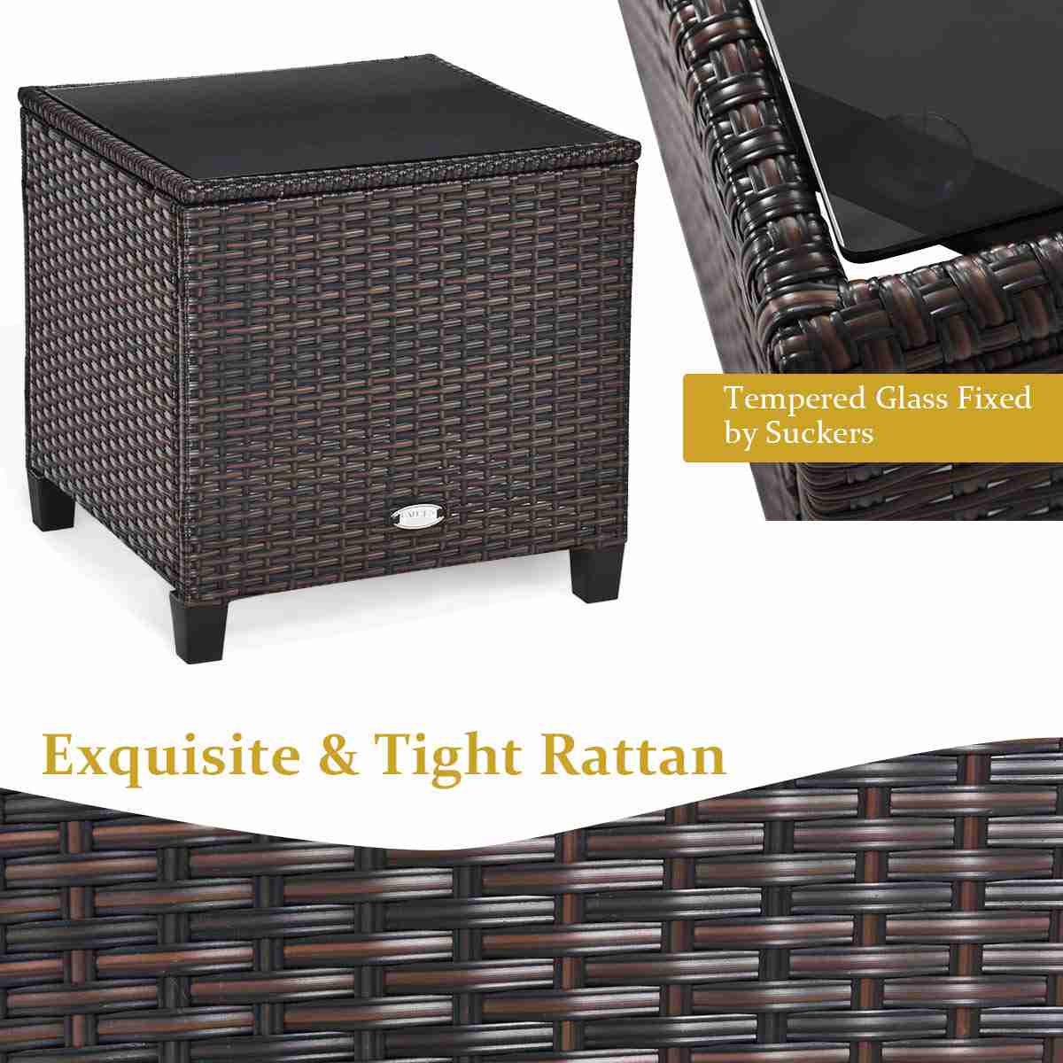 Tangkula 7 Piece Patio Furniture Set with 40,000BTU Propane Fire Pit Table (Brown)