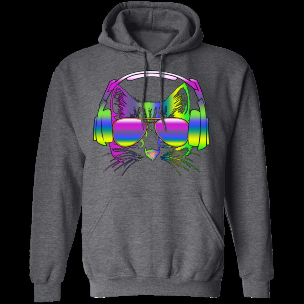 RAINBOW MUSIC CAT LADIES Pullover Hoodie - 8 oz Unisex Comfort Wear