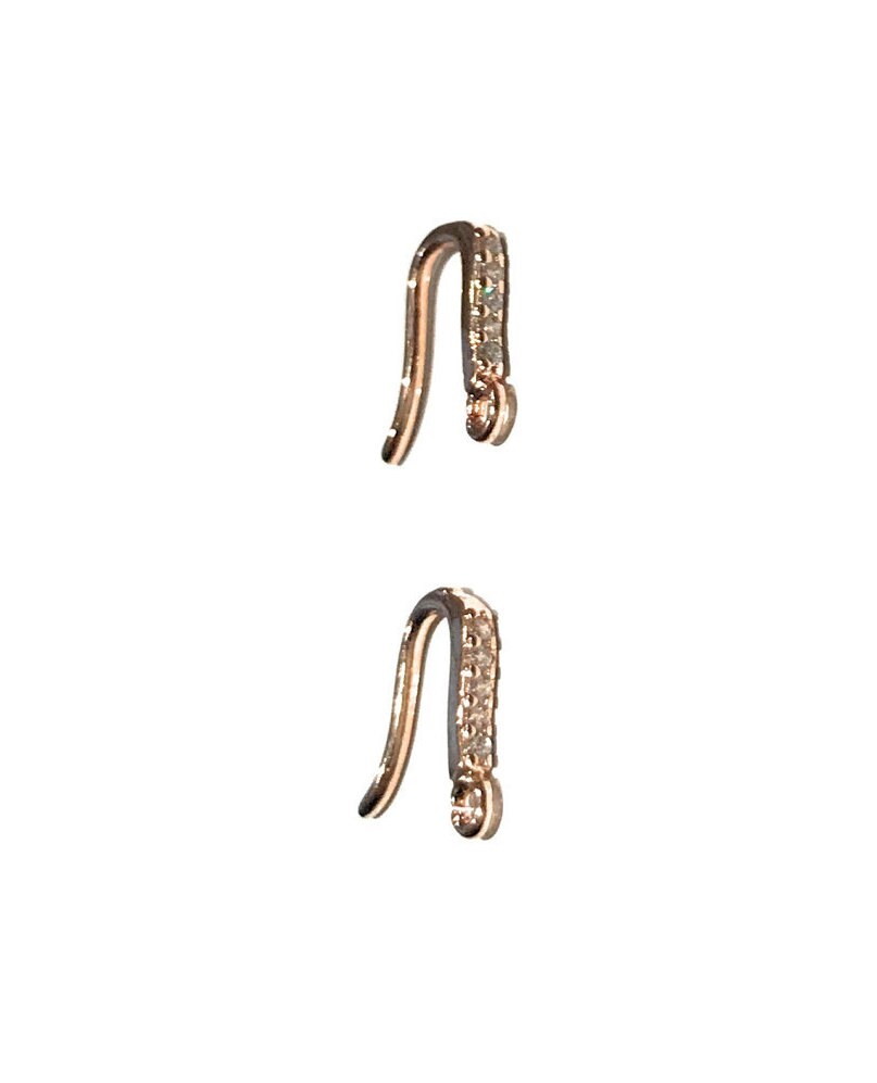 24K Rose Gold CZ Micro Pave Earring Wires for DIY Jewelry Making