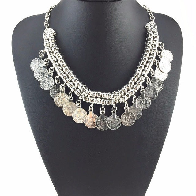 2017 Boho Antique Coin Necklace for Women - African Statement Tibetan Long Tassel Bohemian Jewelry