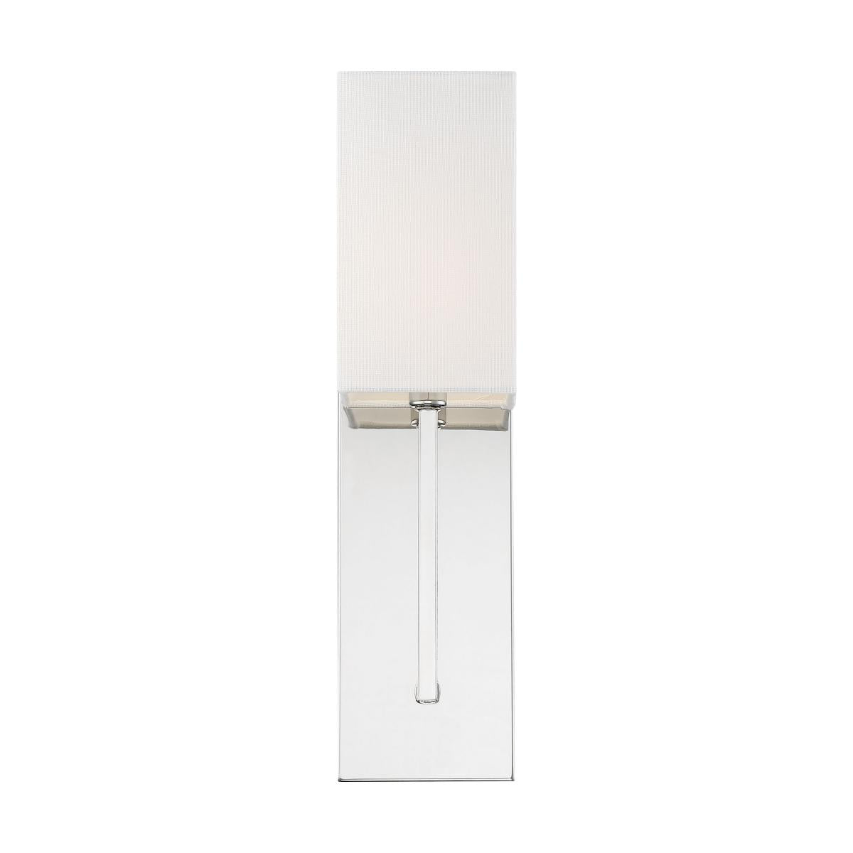 Vesey 1 Light Wall Sconce with White Linen Shade - Polished Nickel Finish