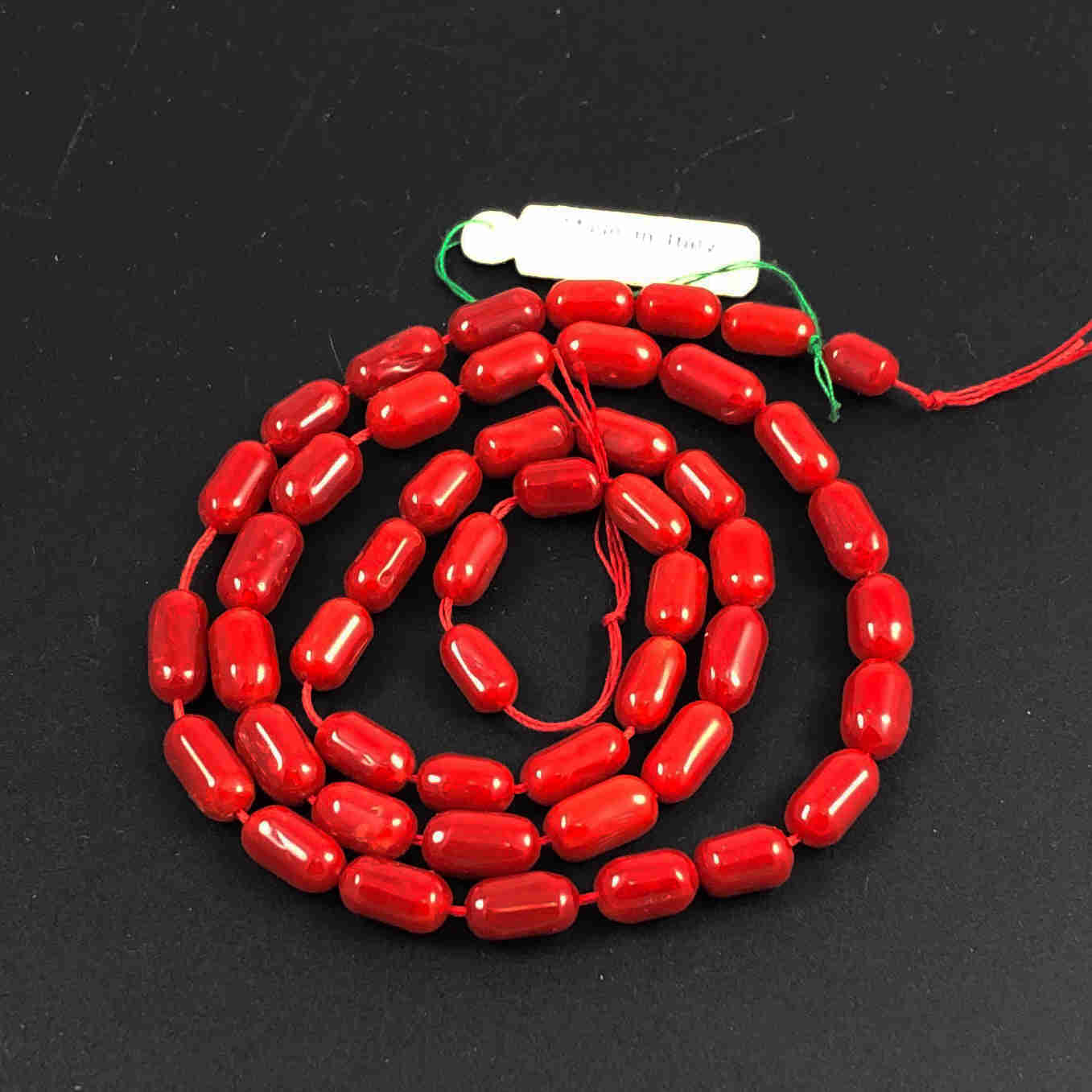 Italian Oxblood Red Coral Tubes Barrels Strand - All Natural