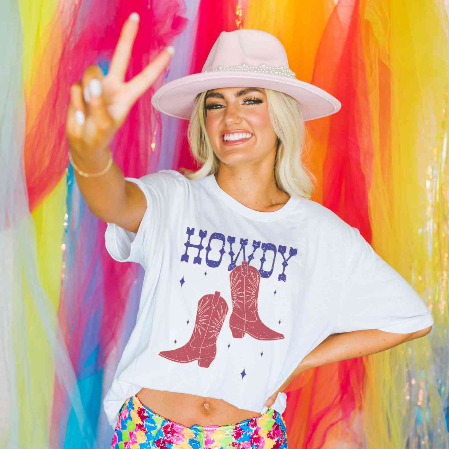 Fourth of July Howdy Western Cowgirl Boots T Shirt