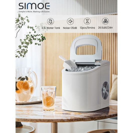 Mini Portable Compact Electric Ice Maker Machine - White