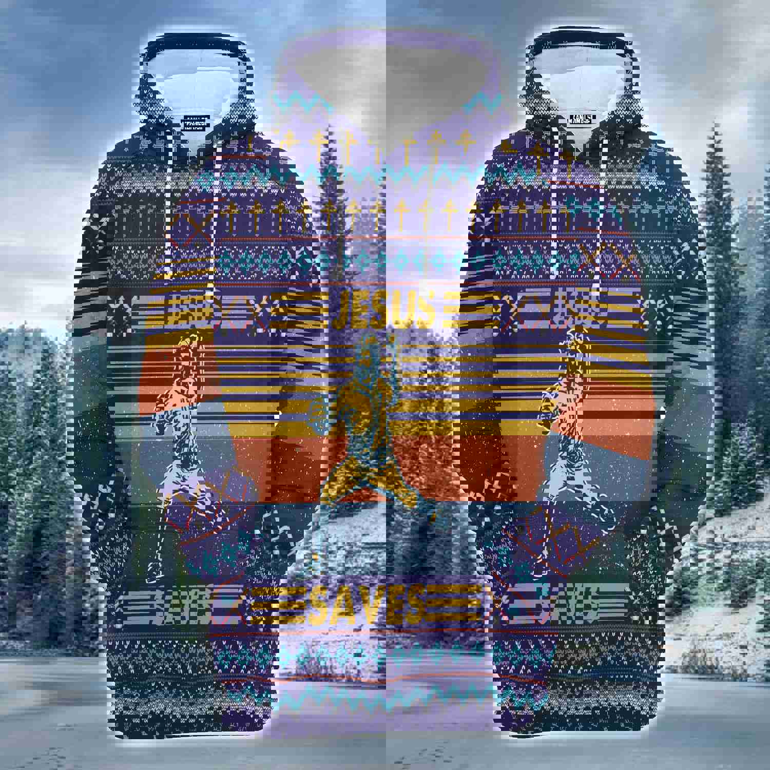 Jesus Premium Christmas Hoodie - Unisex Baseball Jesus Saves Hoodie for Men & Women